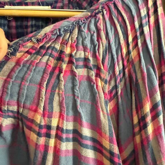 FREE PEOPLE | We The Free Cloud Breaker Purple Plaid Lace Up Boho Blouse | Small - Picture 7 of 9